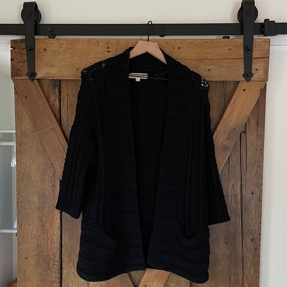 LOFT XS/S Black Chunky Knit Cardigan